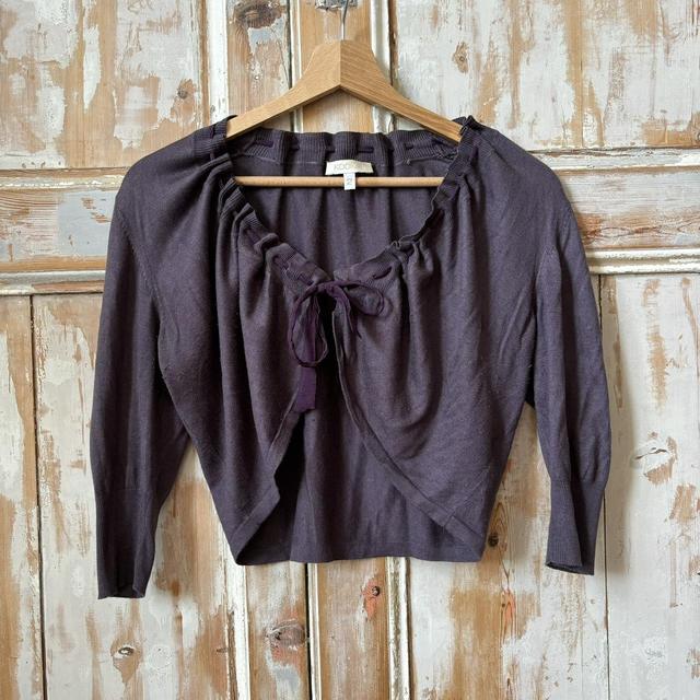Ribbon cinched bow cardigan