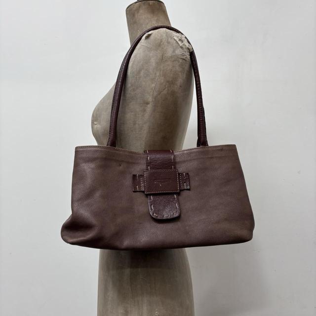 Brown leather shoulder bag