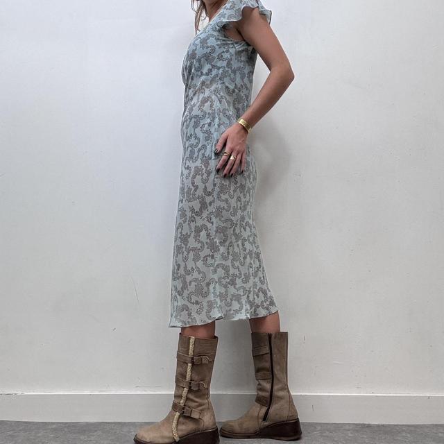 Blue paisley sheer midi dress