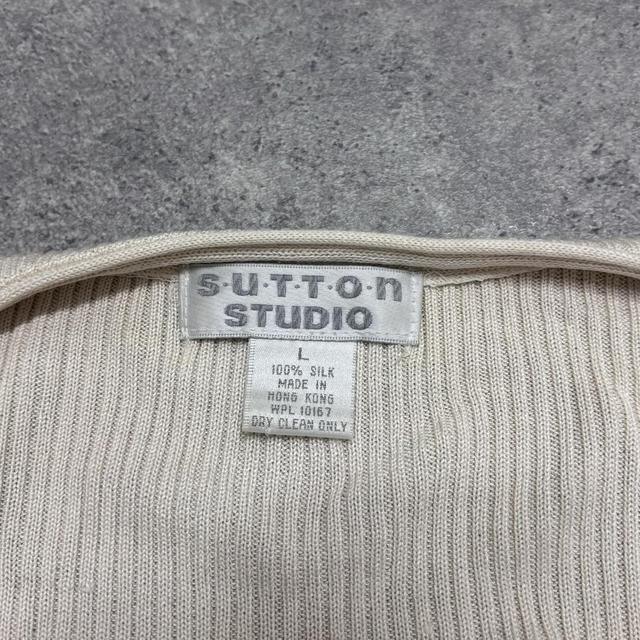 Cream ribbed shouchy silk knit cardigan