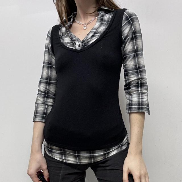 Black grunge layered shirt