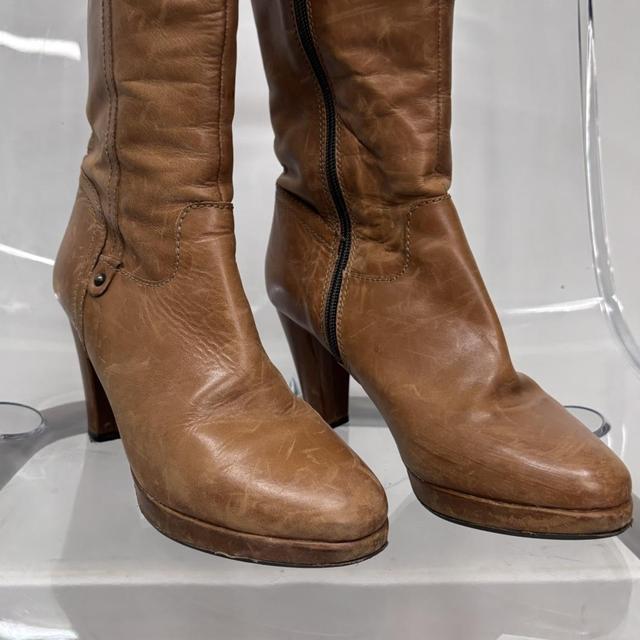 Tan leather campus boots