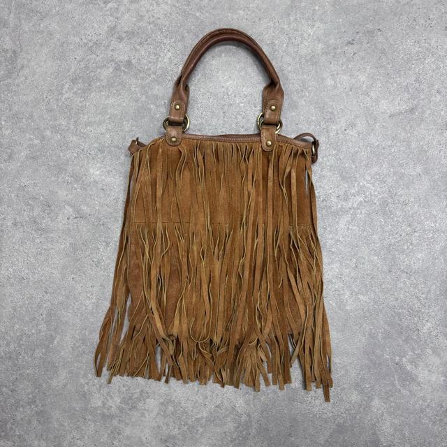 Tan suede tassle western bag