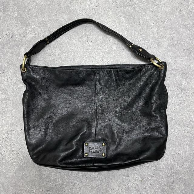 Black slouchy leather shoulder bag