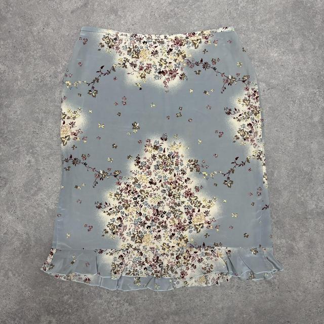 90s bias floral silk skirt