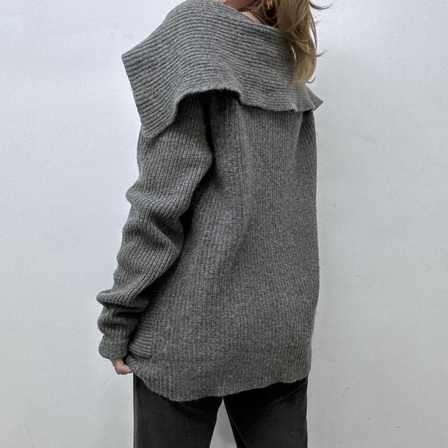 Grey knitted slouchy cardigan