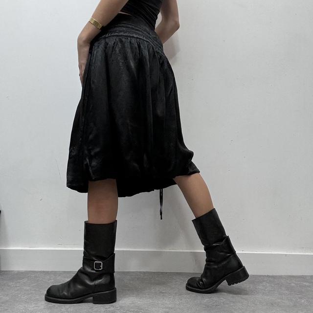 Black satin puff balloon skirt