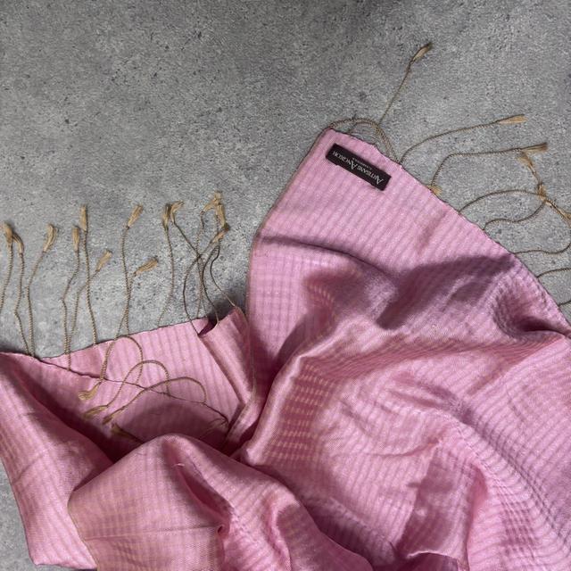 Silk satin pink checked scarf