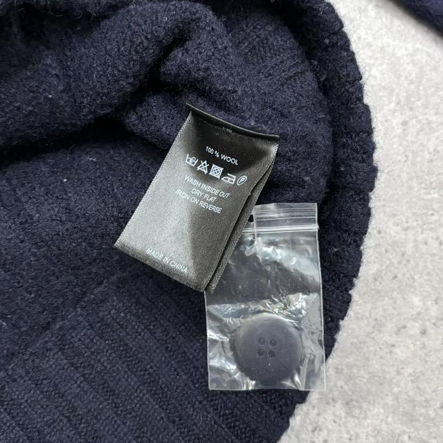 Navy crew neck wool cardigan