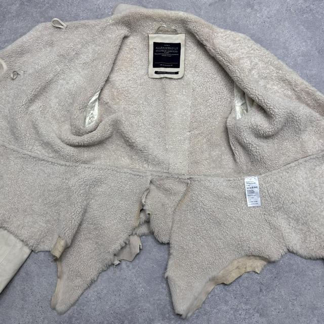Patchwork fray shearling jacket