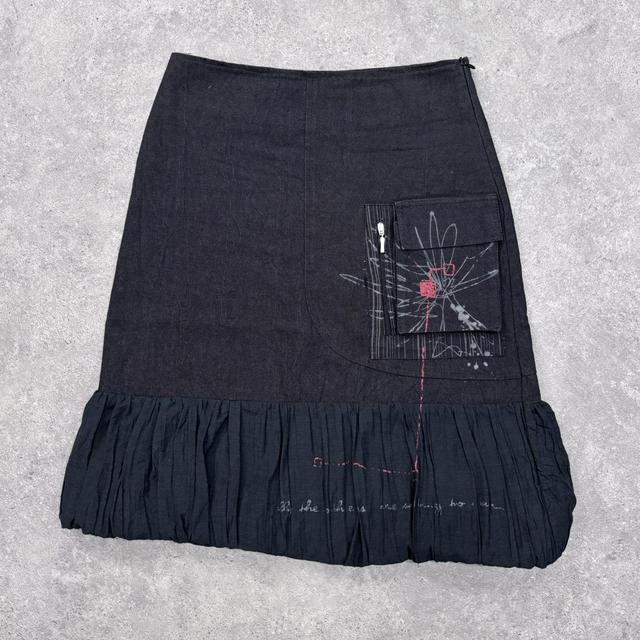Black cargo puffy grunge skirt