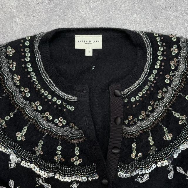 Black cropped beaded cardigan