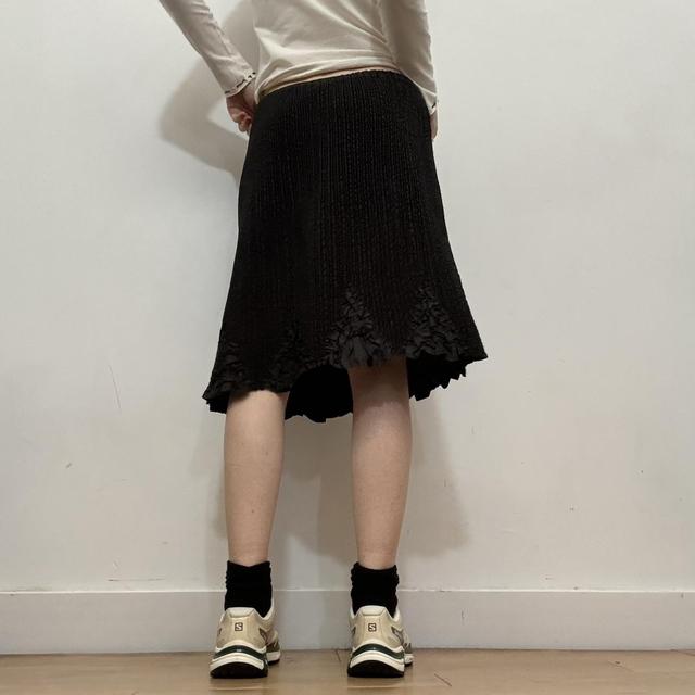 Black pleated midi skirt