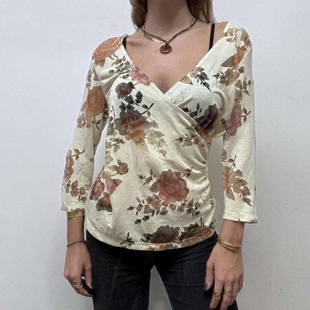 Sheer floral fairy cross over top