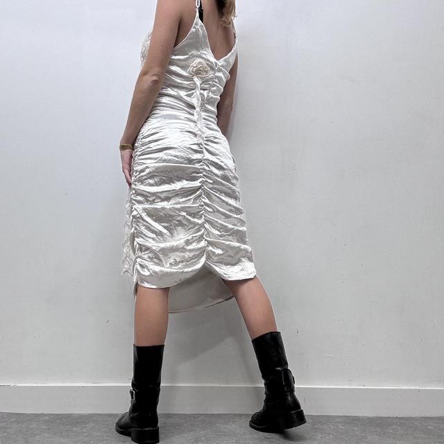 White satin gathered cinch fairy dress