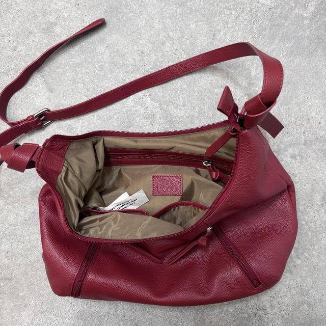 Red leather zip shoulder bag