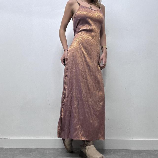Metallic embossed print maxi dress