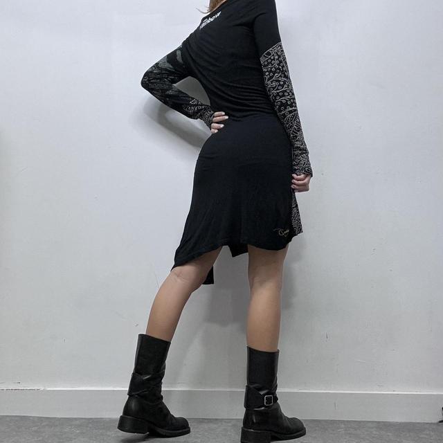 Grunge asymmetric graphic dress