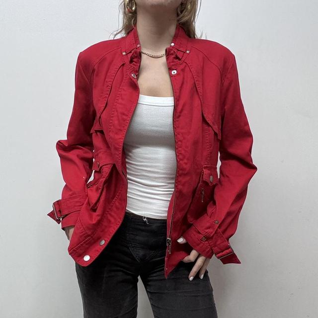 Red canvas biker jacket