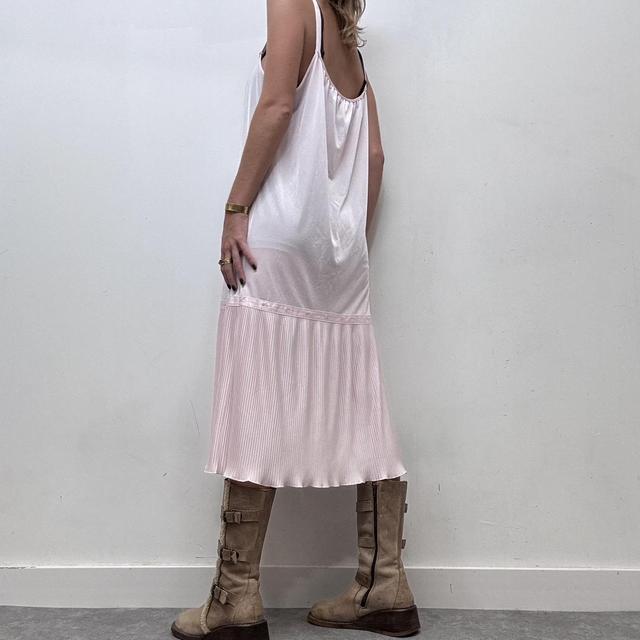 Sheer pleated lace slip dress
