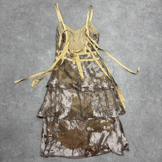 Brown silk layered bow back fairy dress
