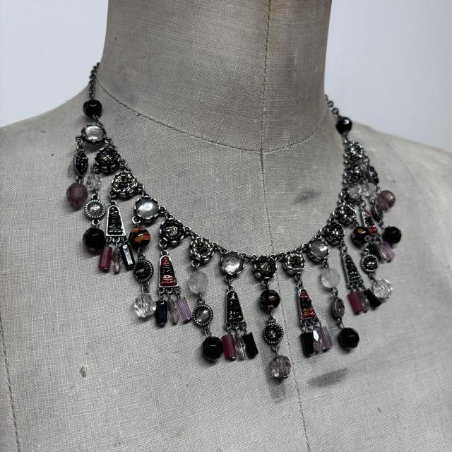 Delicate beaded charm necklace
