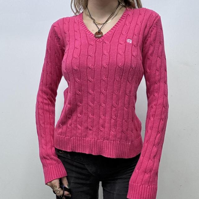 Slouchy pink cable knit jumper