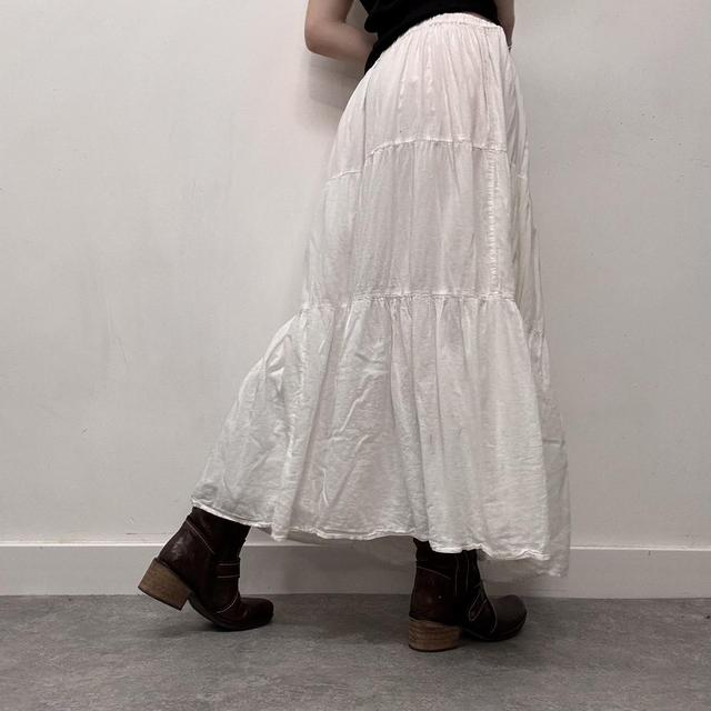 Tiered white cotton maxi skirt