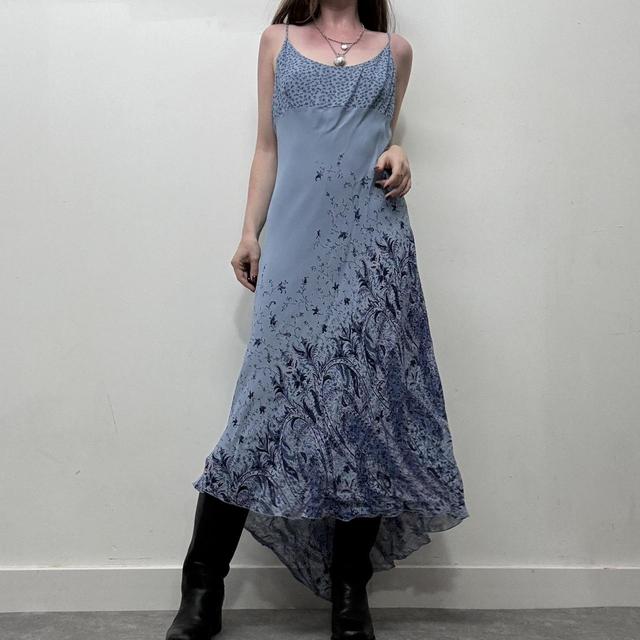 Blue floral 90s bias dress