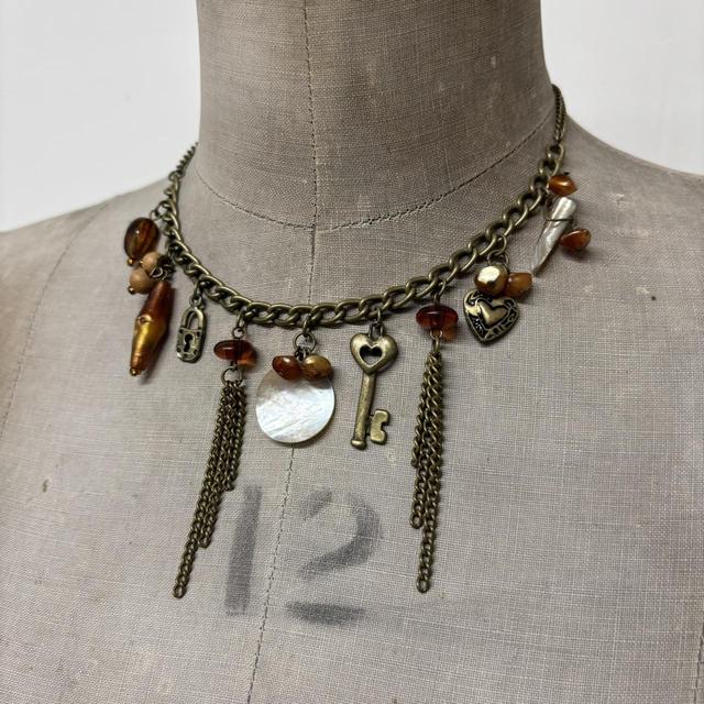 Vintage brass charm necklace