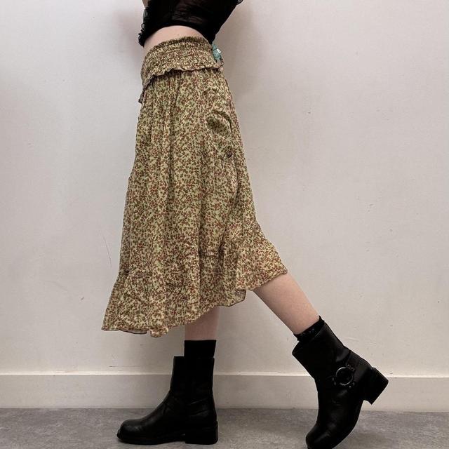 Green floral summer skirt