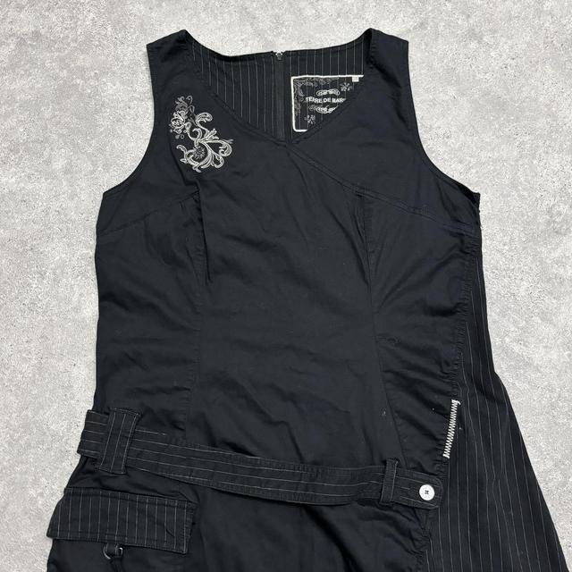 Pinstripe black tech dress