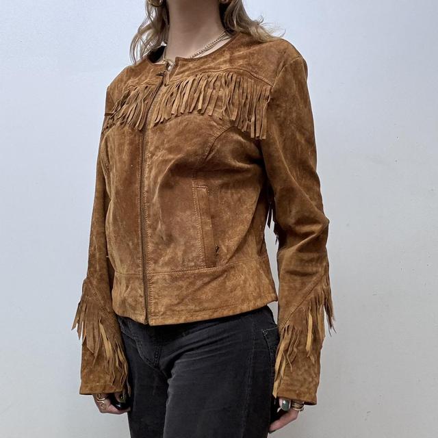 Western tassel leather suede jacket