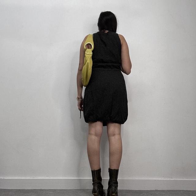 Grey wool puff asymmetric dress