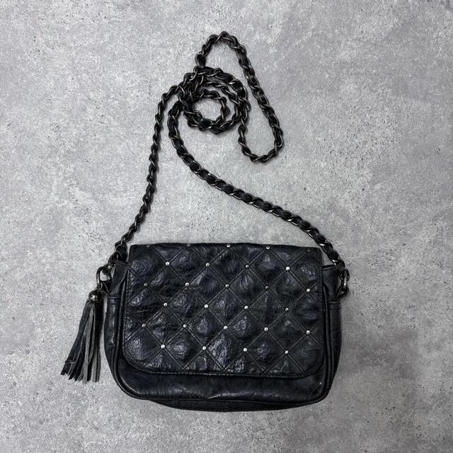 Black leather studded bag