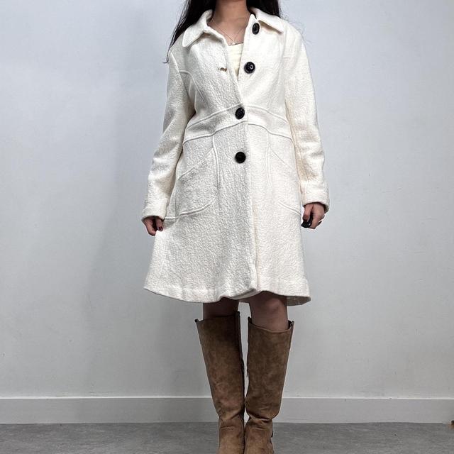Cream wool button-up peacoat