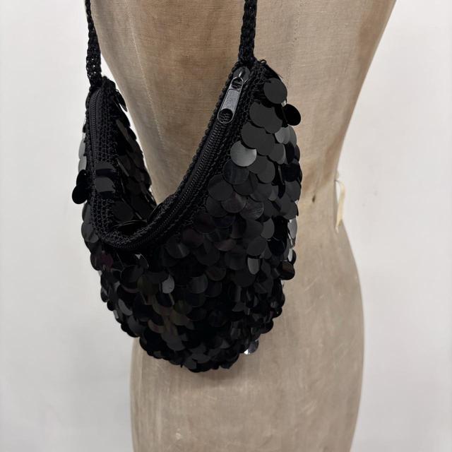 Black sequin slouchy bag