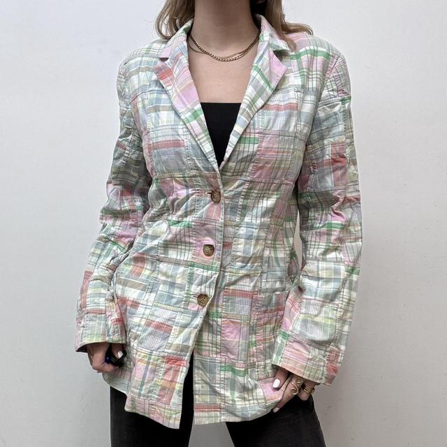 Checked patchwork blazer jacket