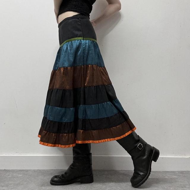 Metallic tiered hippie skirt
