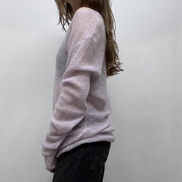 Sheer lilac mohair slouchy knit jumper