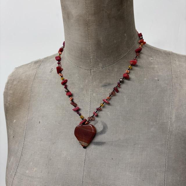 Brown gemstone heart necklace