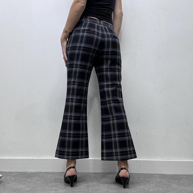 Flared officewear checked trousers