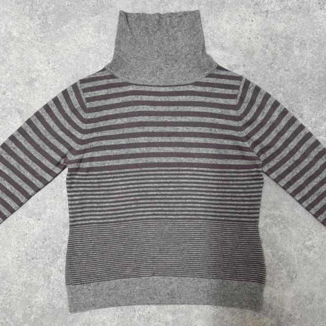 Grey pinstripe slouchy cashmere jumper