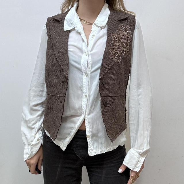 Brown twee distressed waistcoat