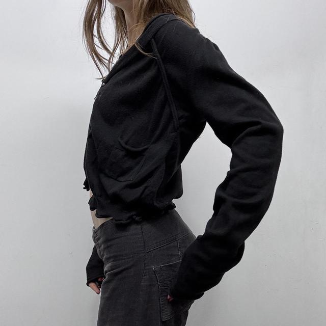 Black cropped asymmetric punk cardigan