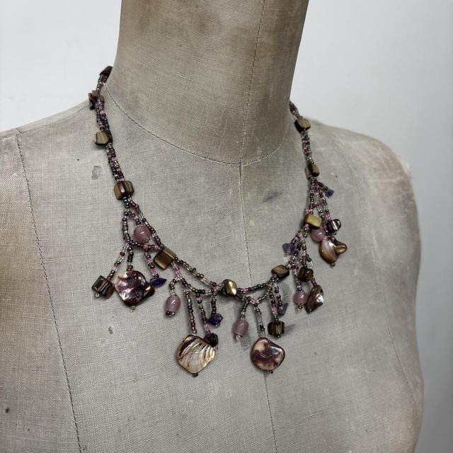 Draped gemstone pearl fairy necklace