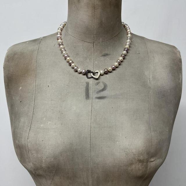 Genuine Pearl heart necklace