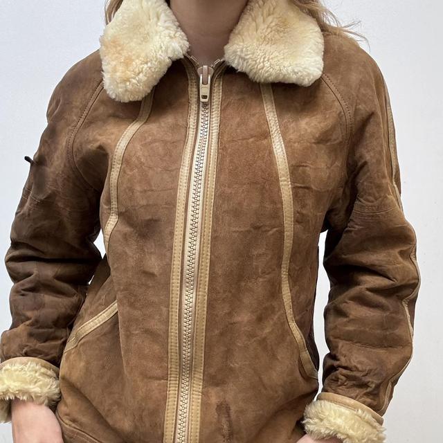 Brown suede sheepskin jacket