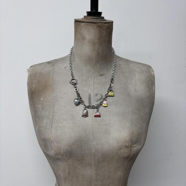 Silver heart 90s charm necklace