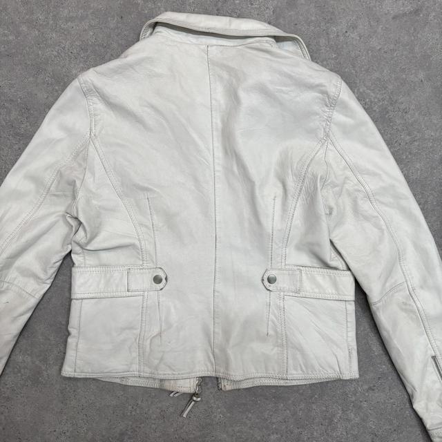White cargo leather jacket